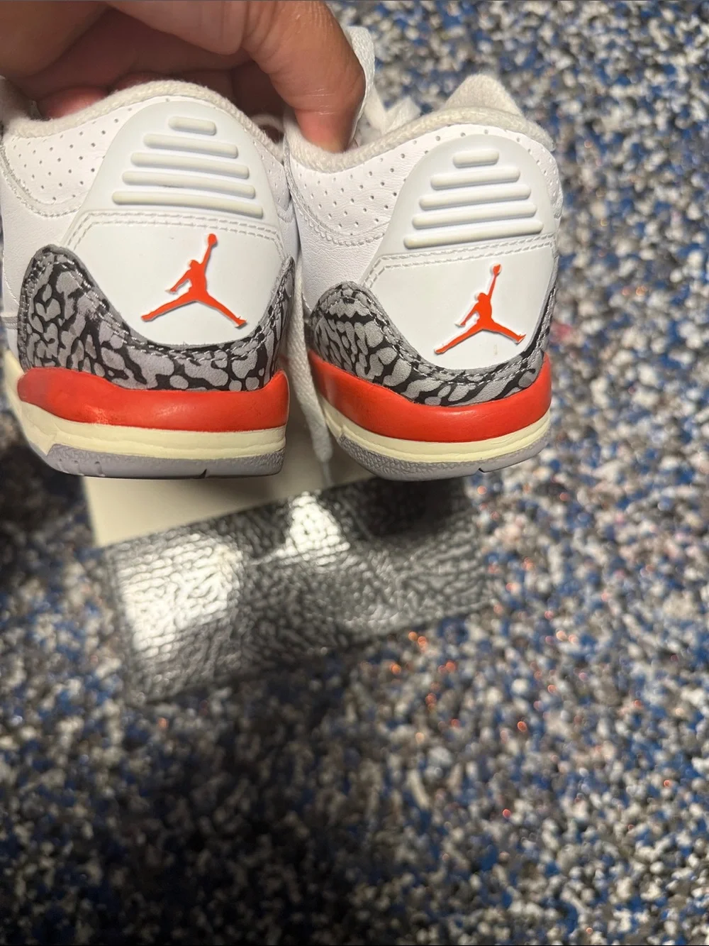 Jordan Kids White Sneakers with Grey Elephant Print and Red Accents